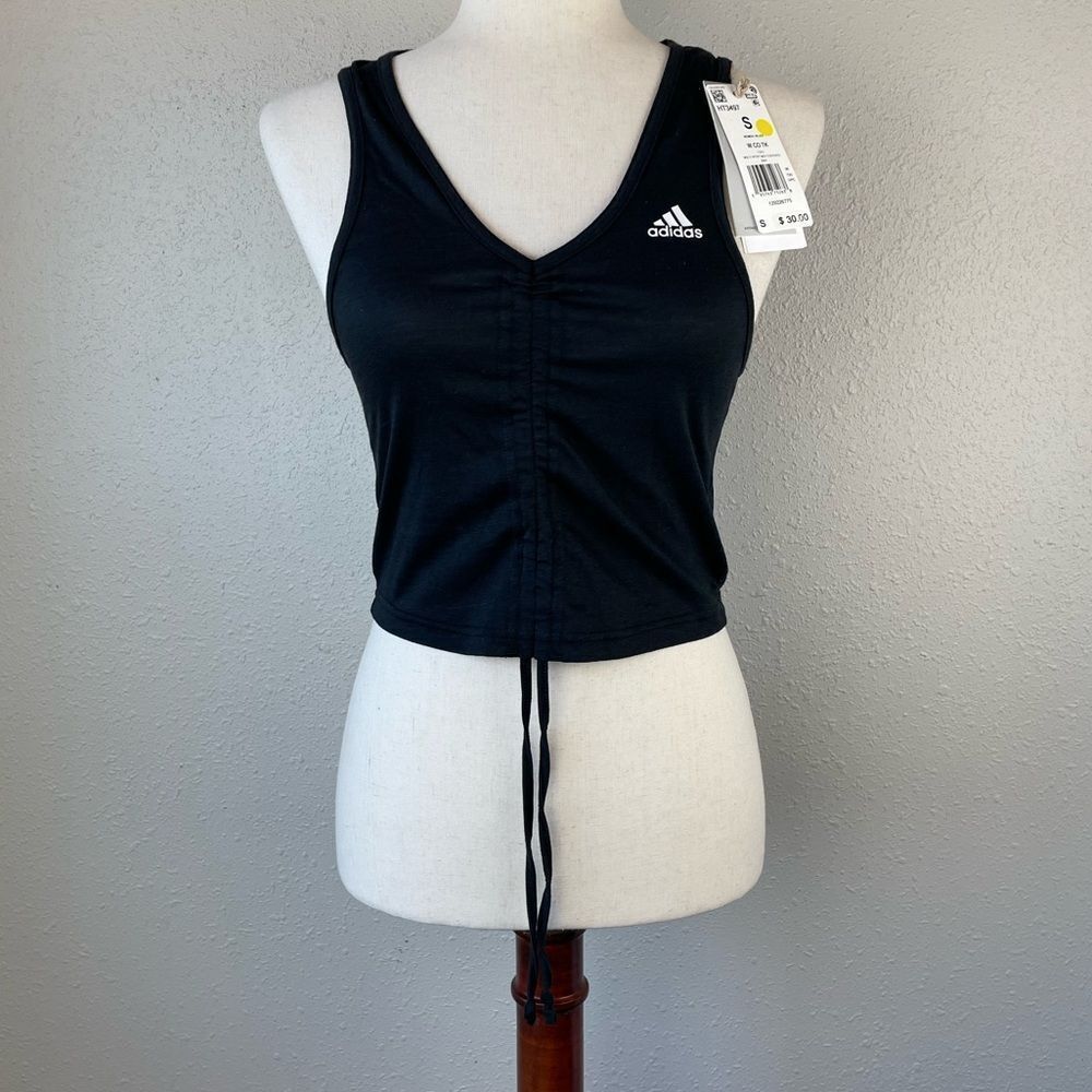 NWT Adidas Cropped V-Neck Athletic Top Size S